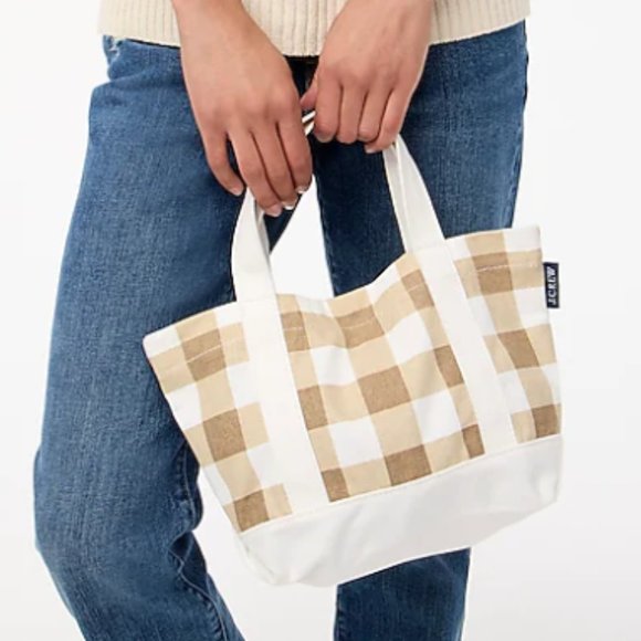 J. Crew Handbags - J CREW MINI STRUCTURED CANVAS  COTTON TOTE BAG